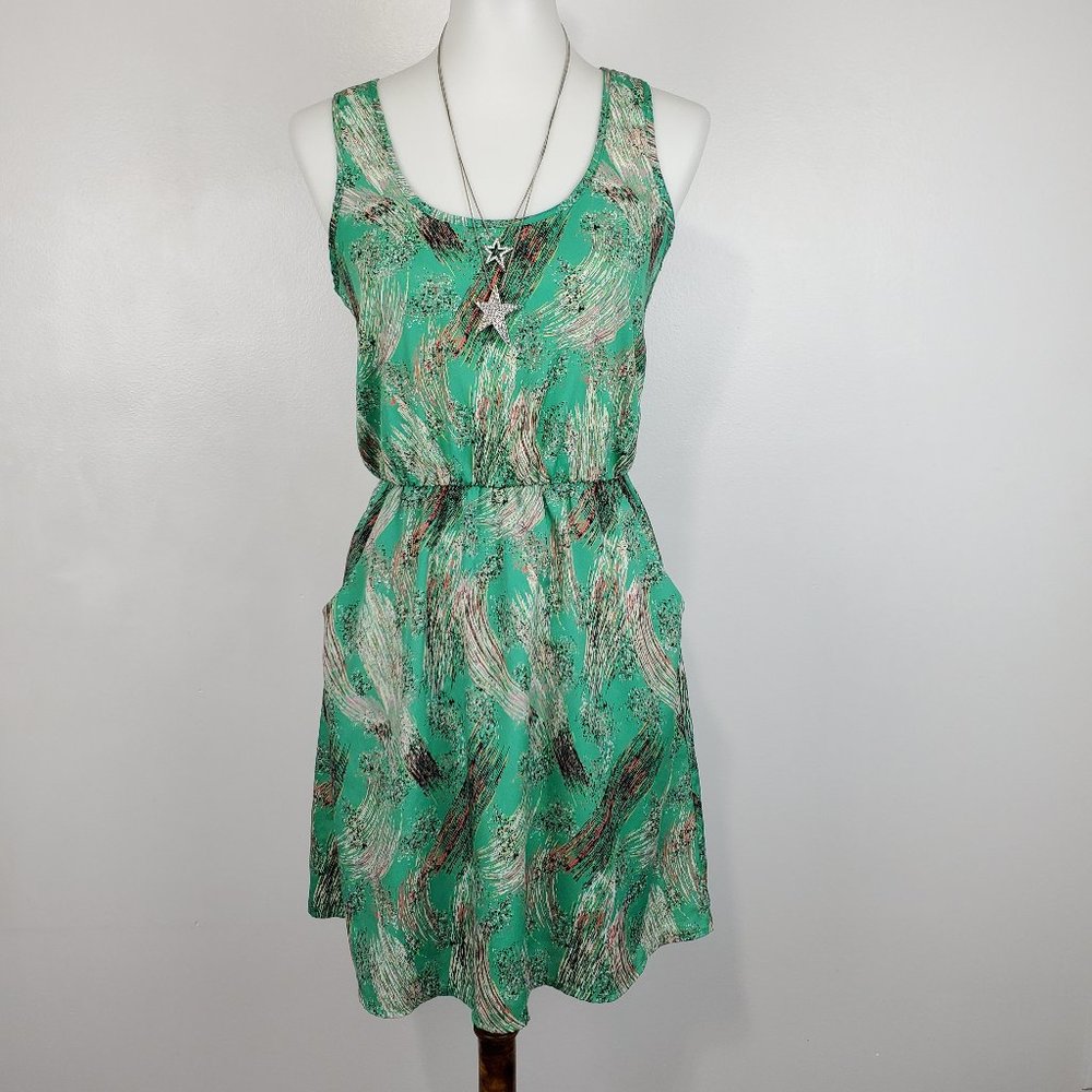 LUSH Colorful Pullover Sleeveless Artsy Summer Dress With Pockets Size S